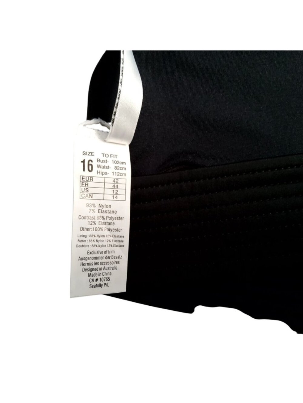 Seafolly Womens Black Bikini Bra Top Strappy back design Size 16 Nylon Elastane - Picture 7 of 8